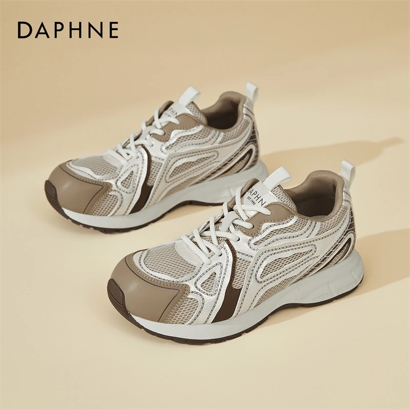 达芙妮网红爆款厚底德训鞋时尚百搭2025秋季不累脚拼色运动休闲鞋