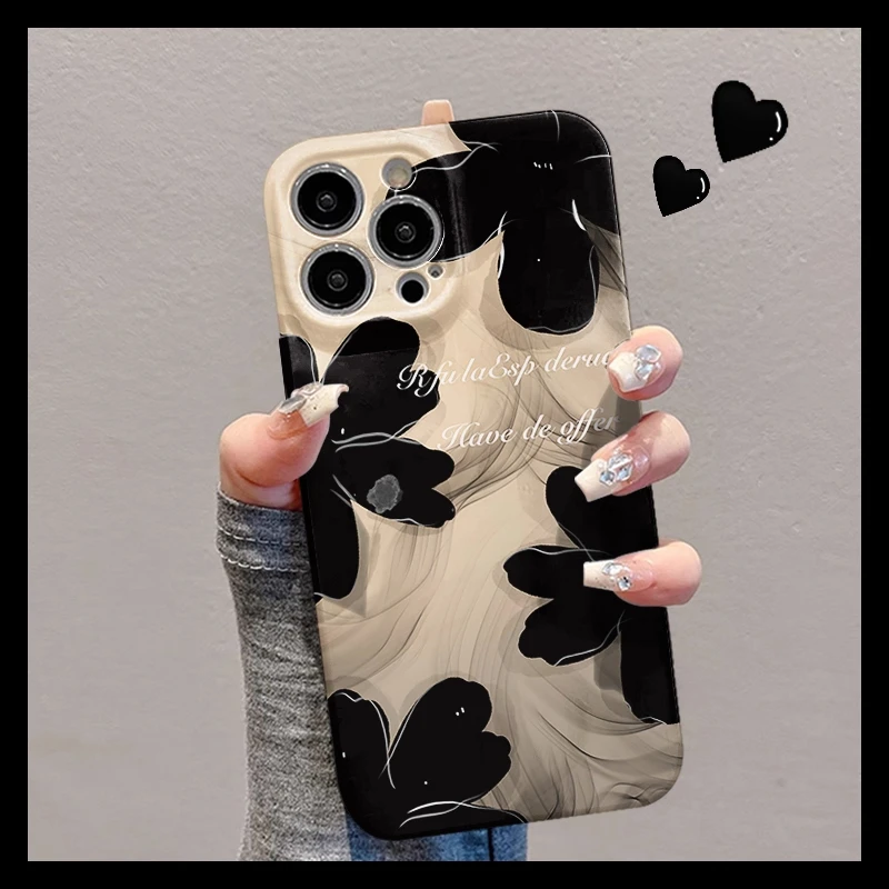 晕染水墨花朵适用苹果16promax手机壳新款iPhone15pro个性创意14