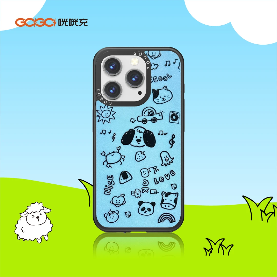 GOGOZ亿点可爱 动物炫蓝 咣咣充发电手机壳 适用于苹果14/15/16