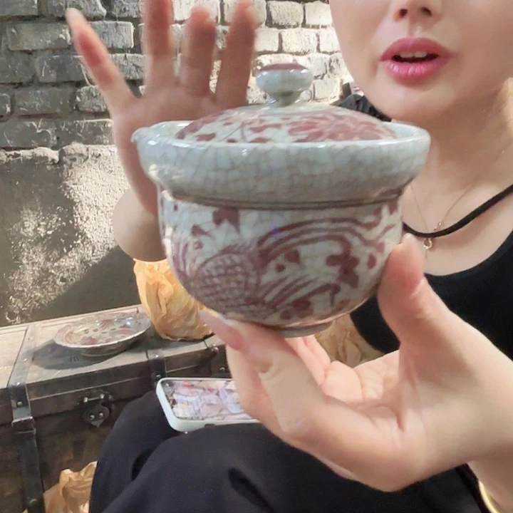 景德镇高温陶瓷凤纹釉里红