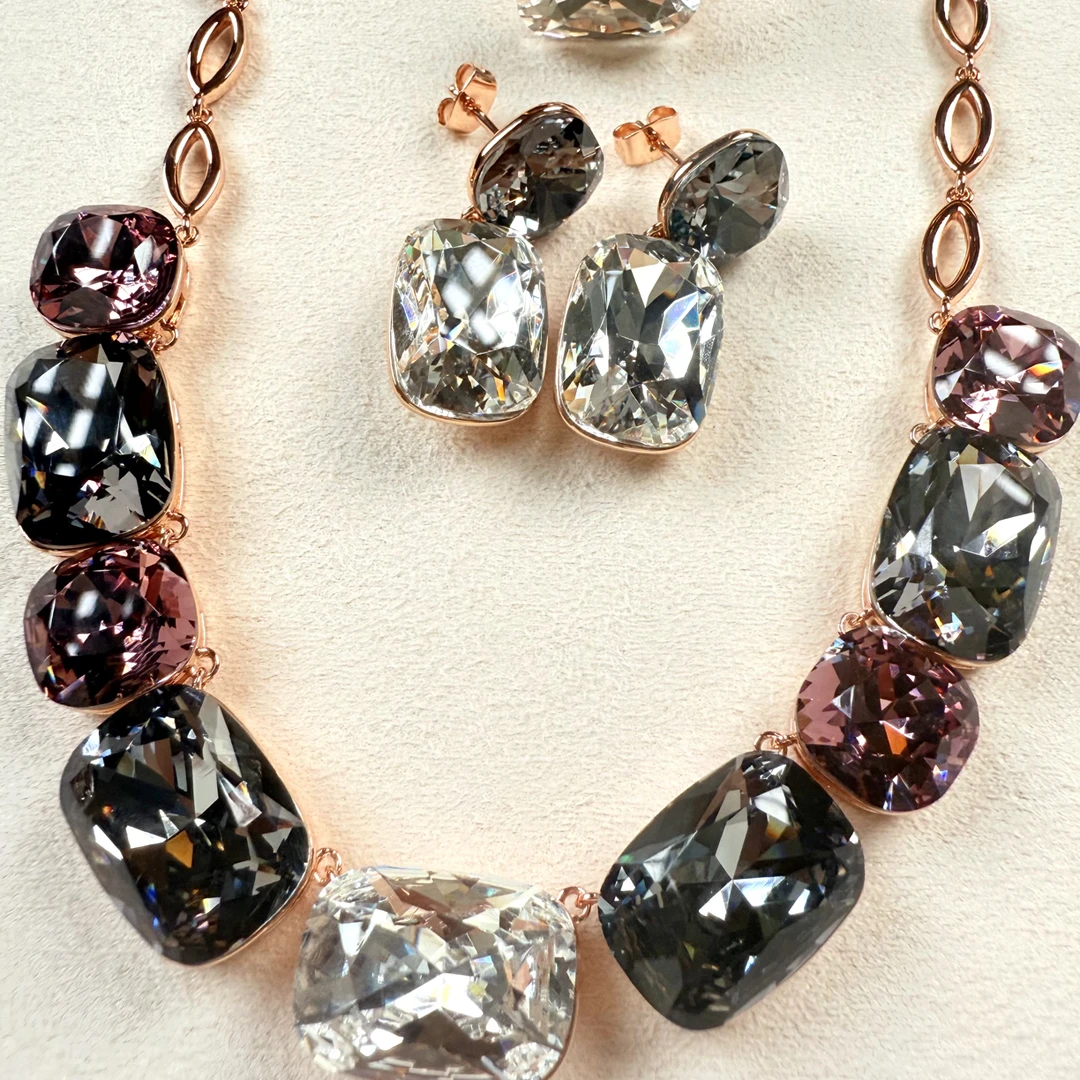 合金仿水晶项链 新款奥地利Siwaruski 彩色套装