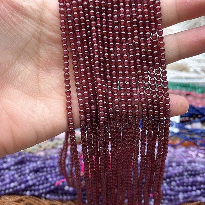 未镶嵌玛瑙/玉髓珠宝半成品一条3mm左右石榴石