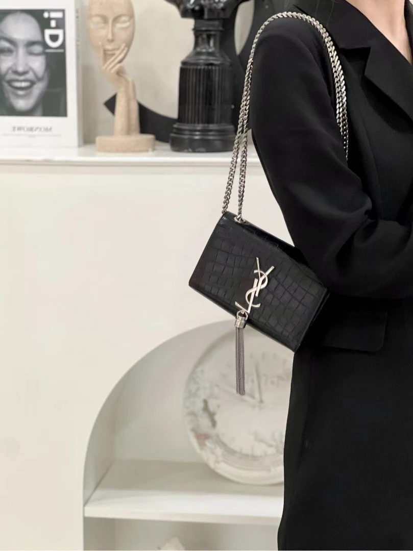 95新 YSL/圣罗兰 98新/kate流苏 mini黑银鳄压/优品