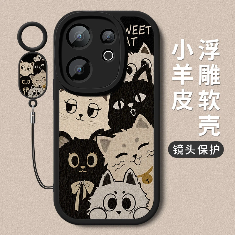 可爱猫咪适用vivos30手机壳新款s30promini小羊皮硅胶全包保护套
