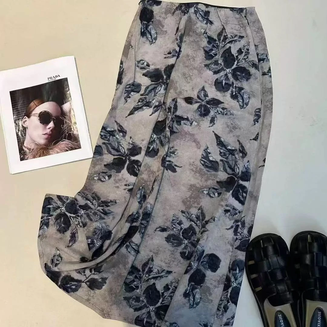 夏款设计感时尚休闲半身长裙设计感显瘦百搭法式印花鱼尾半身裙