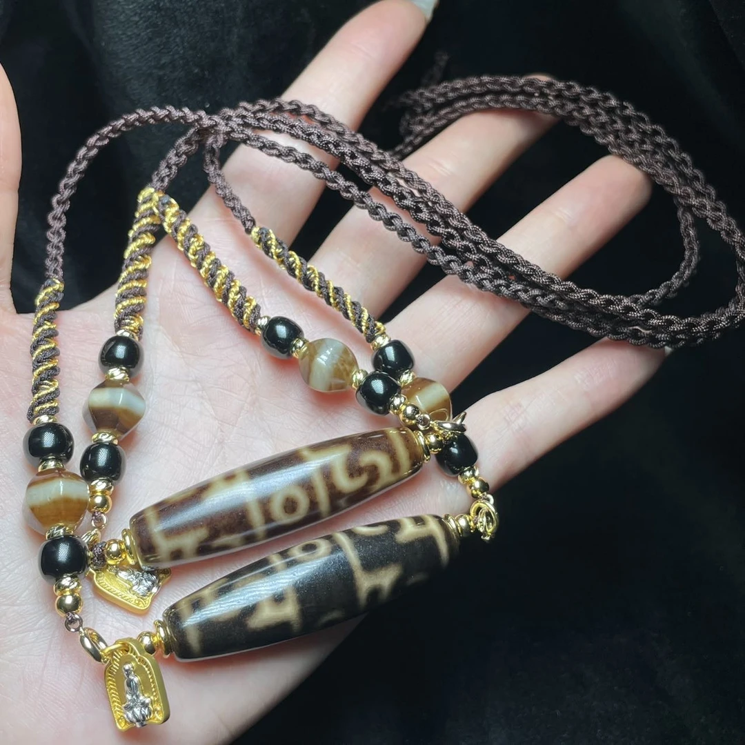 【曹美丽精选】 H94951-玛瑙diy脖挂（莲师三眼）多样性发其一48x12mm