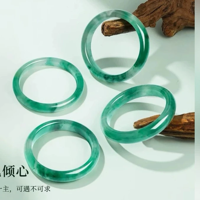 【专拍链接】天然非洲翠 冰飘花绝美贵气珠宝玉手镯 多样性发其一 7