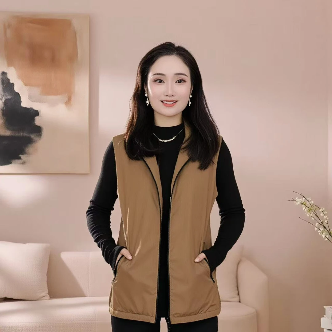 GIRDEAR/哥弟140020 秋季新款简约立领马夹舒适立领无袖马甲外套