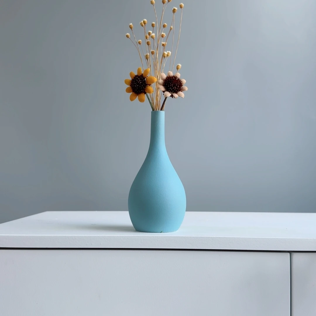 摆件陶瓷小花瓶摆件含花总高约20-30cm