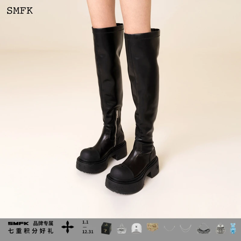 SMFK荒野高筒马靴 S0009BH 女士时尚百搭复古长筒时装靴
