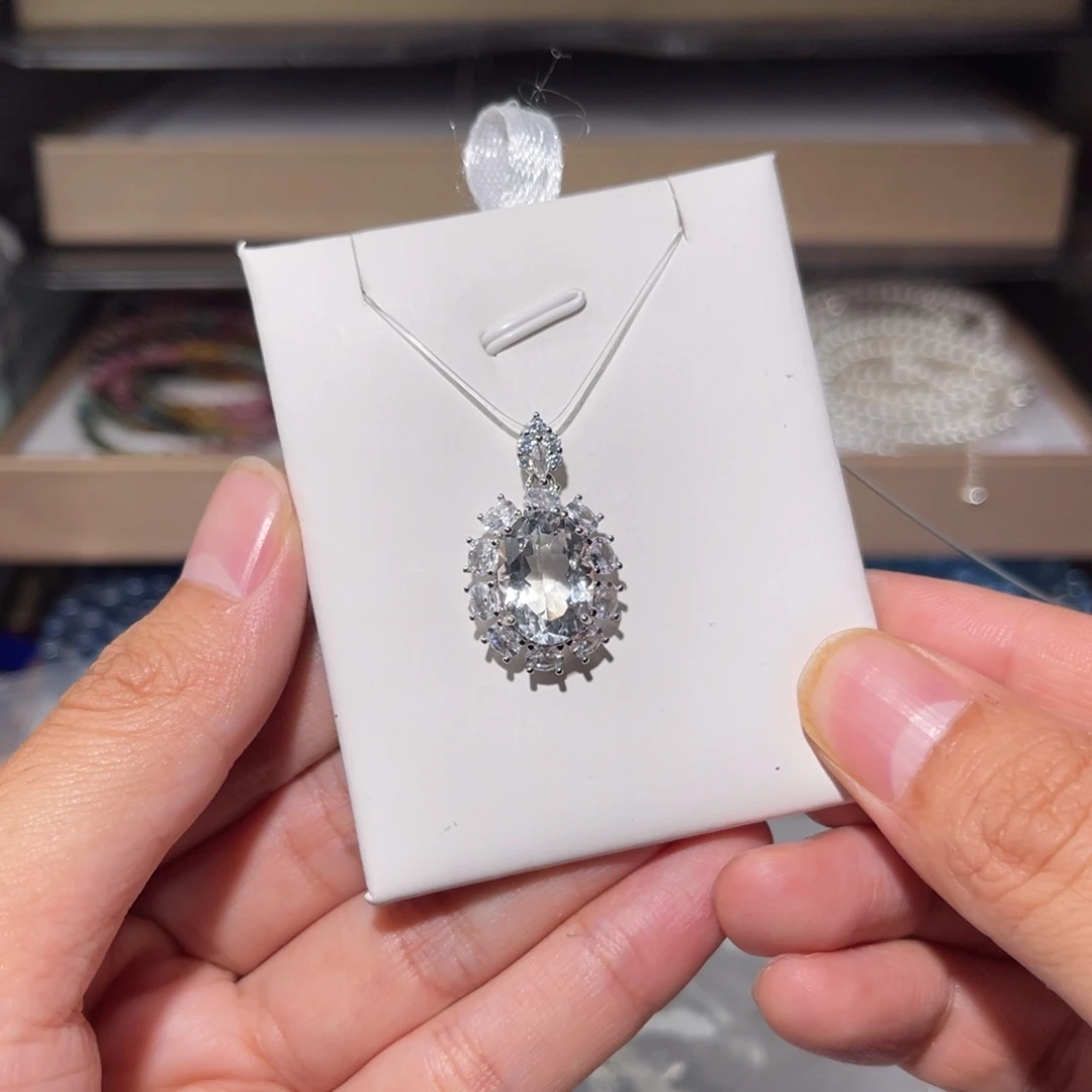 水晶手链银S925镶嵌白水晶012