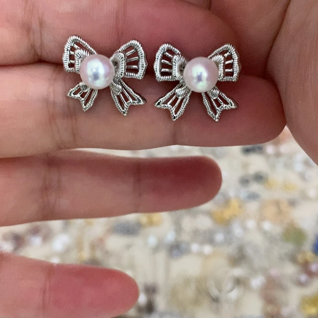银S925镶嵌耳饰淡水珍珠