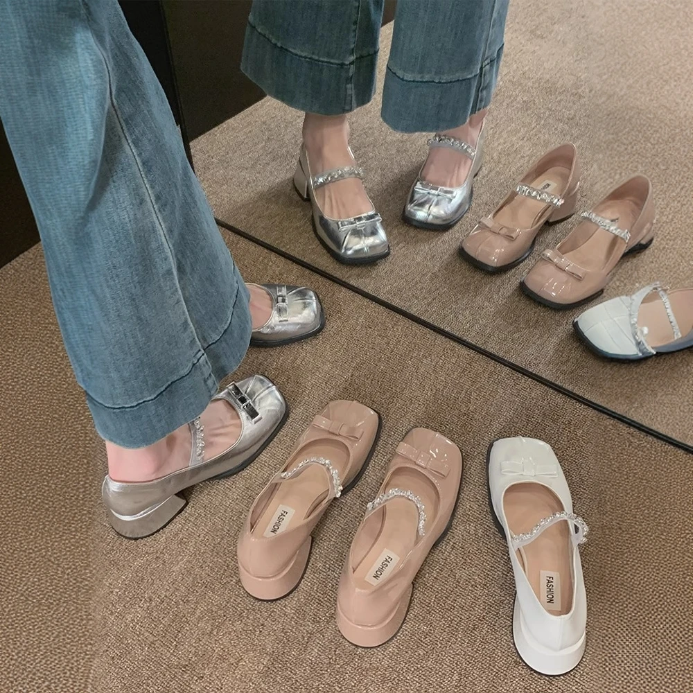 欧若风玛丽珍女鞋2025新款开春复古绝美时尚配裙子粗跟韩系小皮鞋