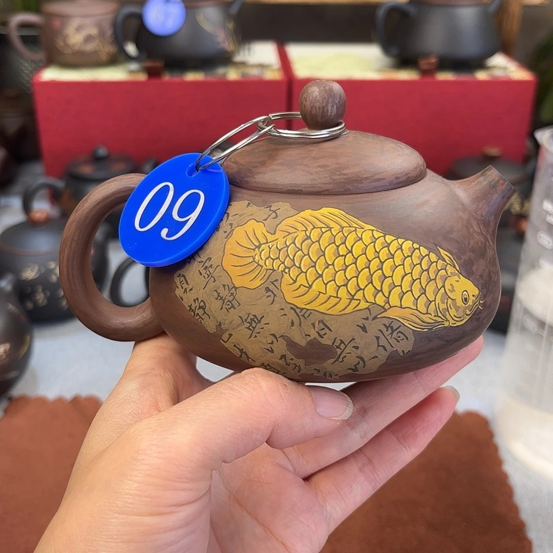 245毫升纯手工多道刻填手磨胖墩壶