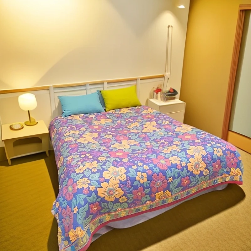 【床盖】200*230花朵花卉四季通用盖毯八层精梳细纱多功能床单床盖