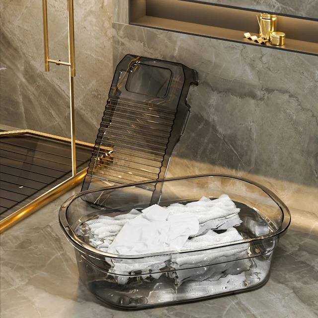 洗衣盆带搓衣板一体式盆家用大号加厚耐用长方形宝宝洗澡塑料盆子