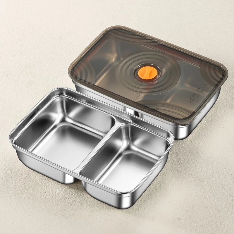 加厚不锈钢保鲜盒便携饭盒学生便当盒家用密封带盖方盒冰箱收纳盒