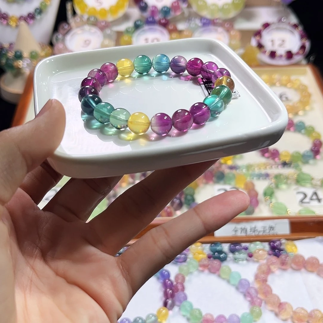 手链未镶嵌萤石萤石浓艳彩虹9.5