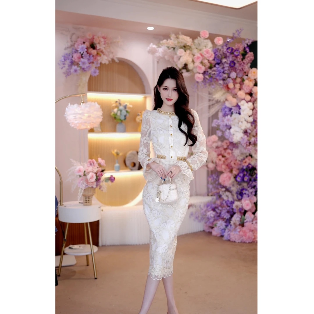 2025秋冬新款时尚气质修身显瘦轻奢名媛法式连衣裙出游穿搭25034