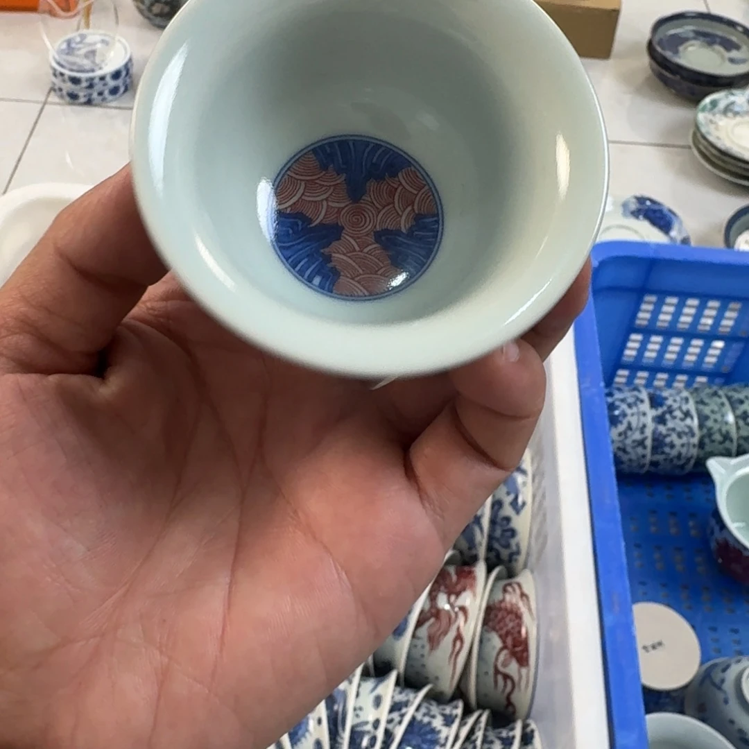 山***山摆件陶麒麟踏浪小压手客杯拍一发四