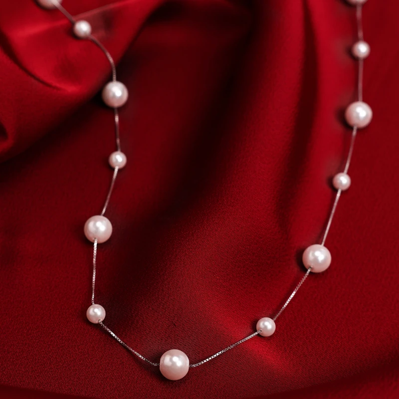 阿卡妍 链子925银 轻奢气质满天星珠珠项链女款简约甜美时尚小众