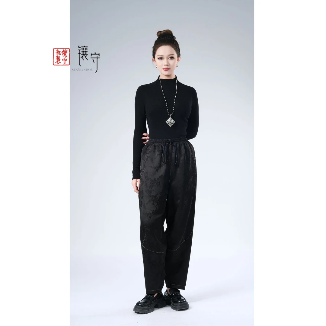【镶守·揽月】轻中式气质潮流百搭洋气轻奢高腰显瘦阔腿裤K1955