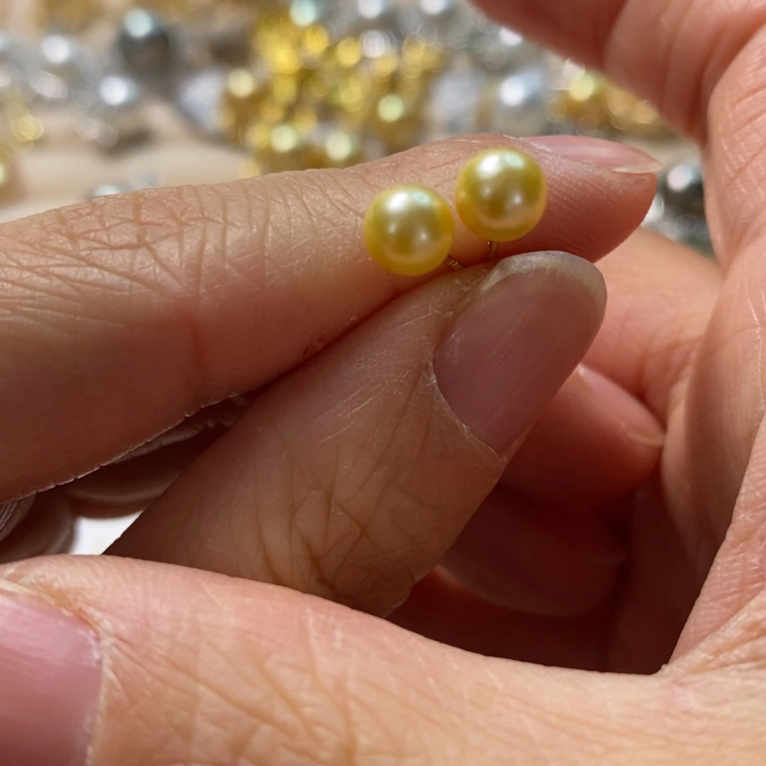 海水珍珠耳饰银S925镶嵌