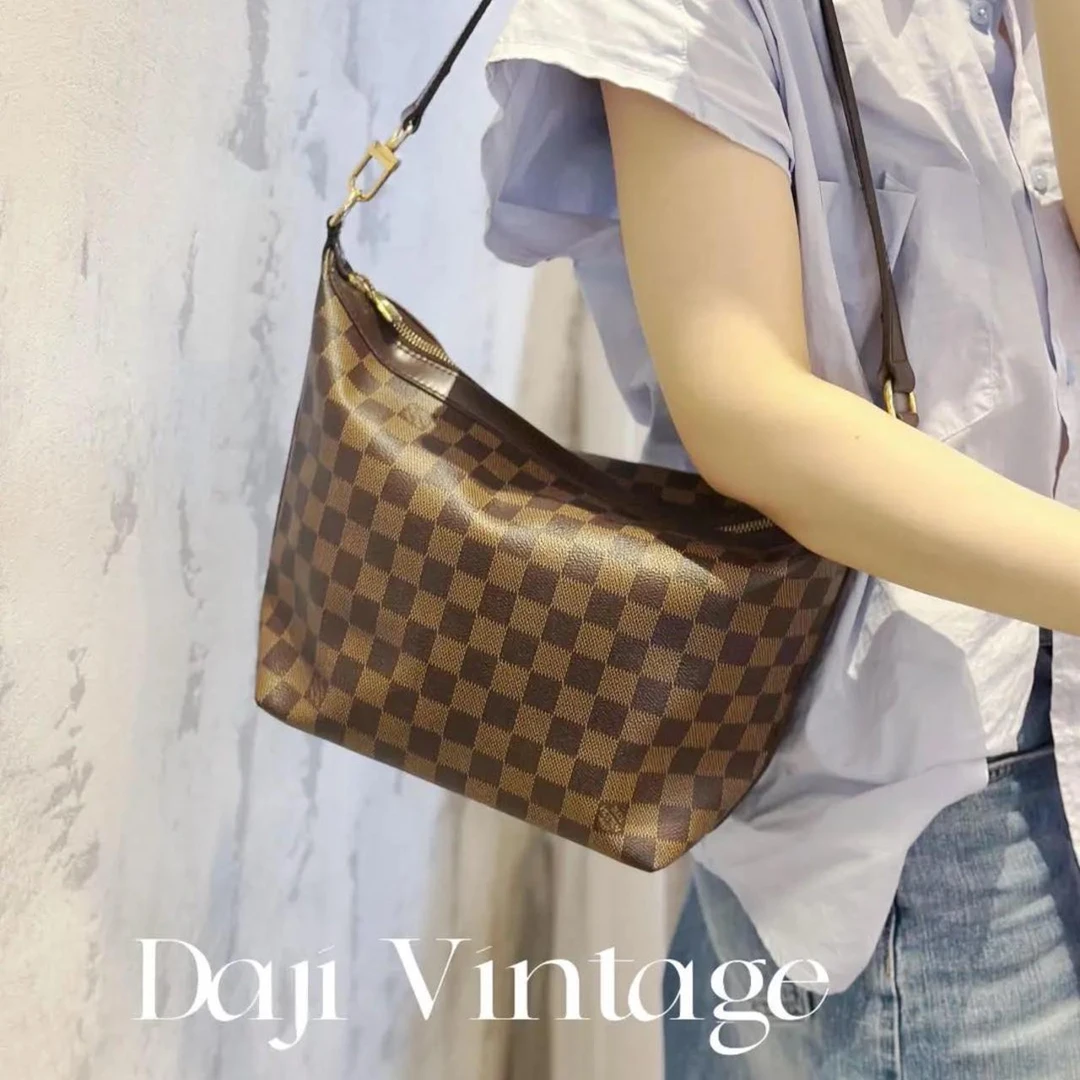 95新 LouisVuitton/路易威登 大吉中古/Lv棋盘格大饭盒单肩包