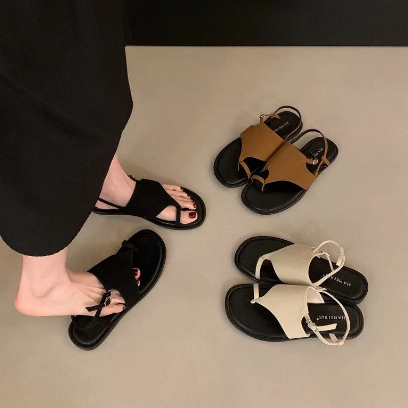 厚底复古套趾小凉鞋女鞋子2025新款夏季度假风海边沙滩休闲罗马鞋