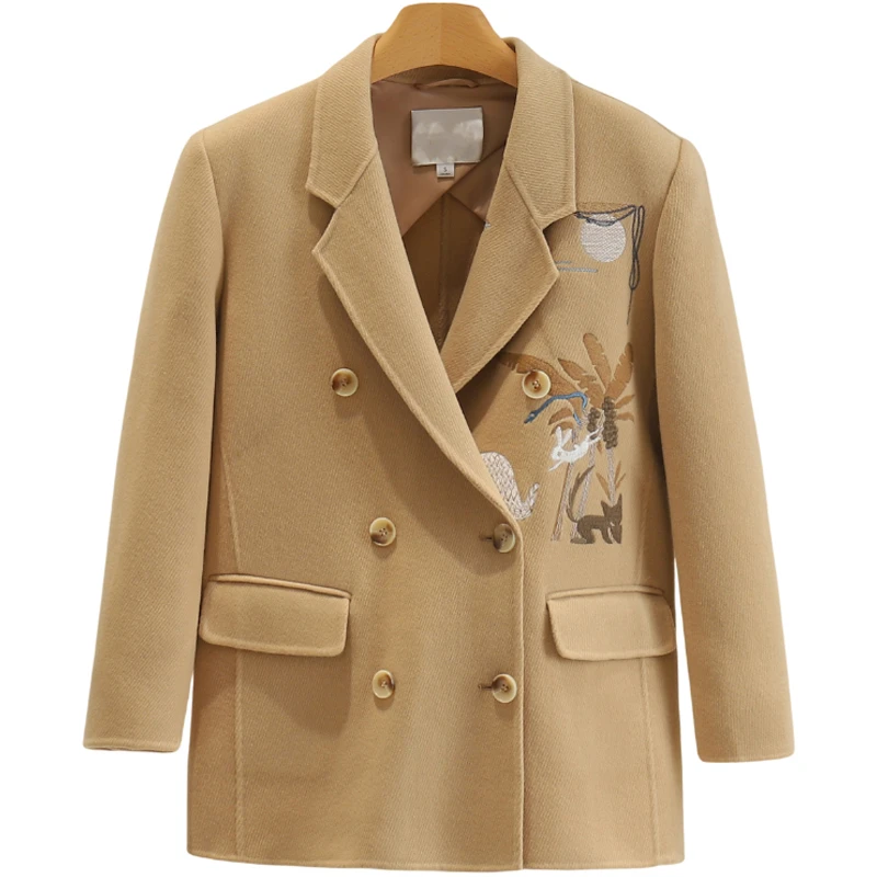 【开播福利】双排扣刺绣西装领双面呢外套#GAS48B014