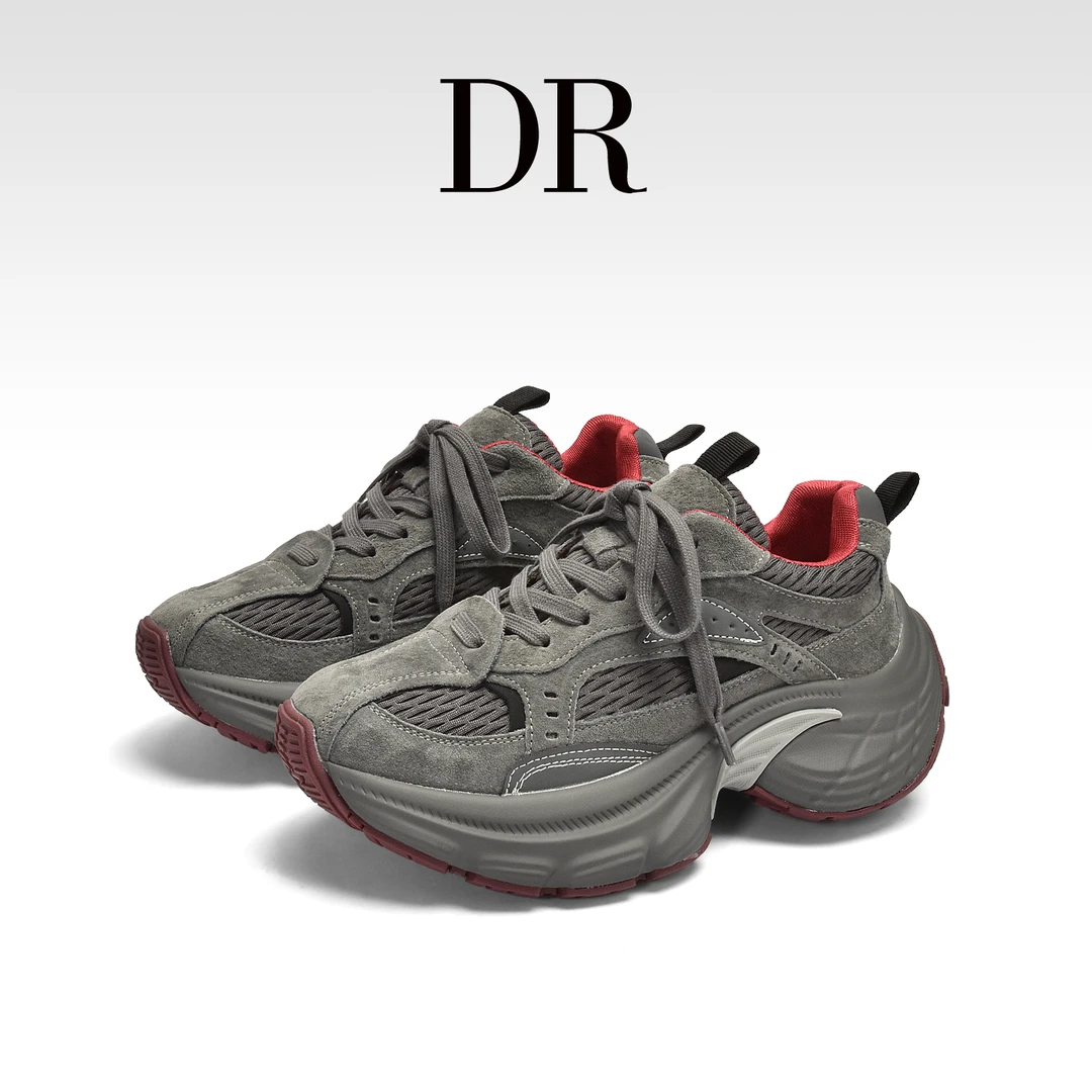 【DR专柜正品】2025秋季新款棕色休闲鞋女厚底运动鞋增高复古老爹鞋