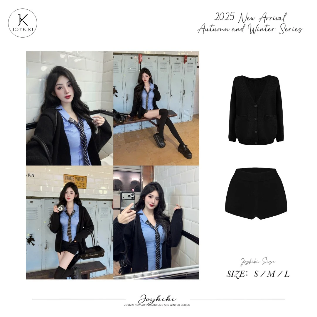 JOY KIKI鹅了么【云雾奶霜】秋冬百搭针织慵懒风宽松套装 J25D020