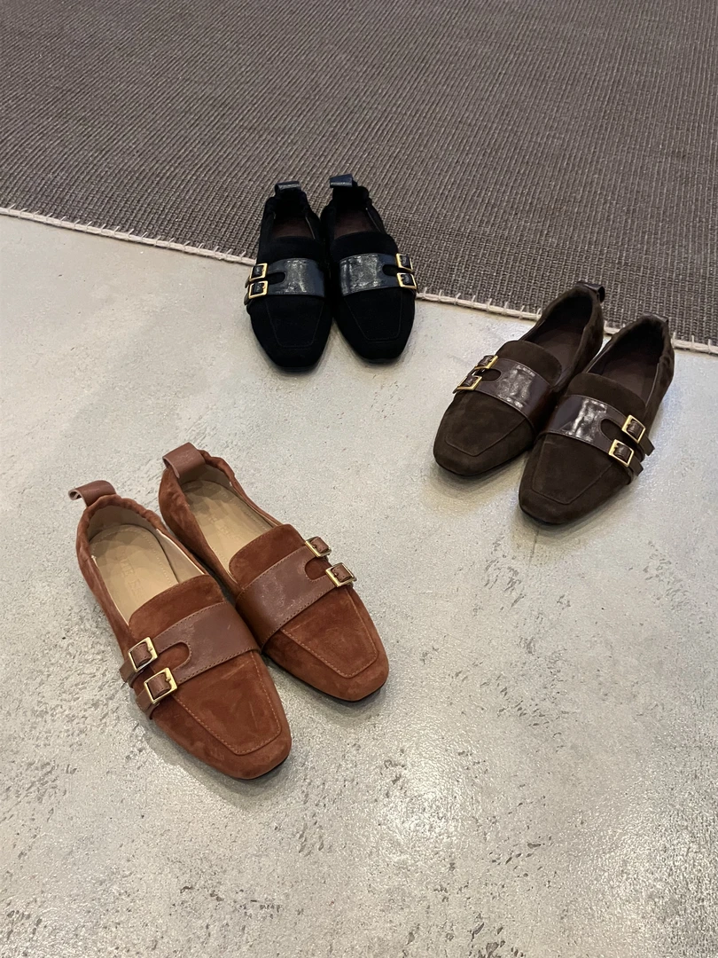 乐福鞋复古方头平底一脚蹬粗跟低跟英伦风小瓢鞋女款2025新款爆款