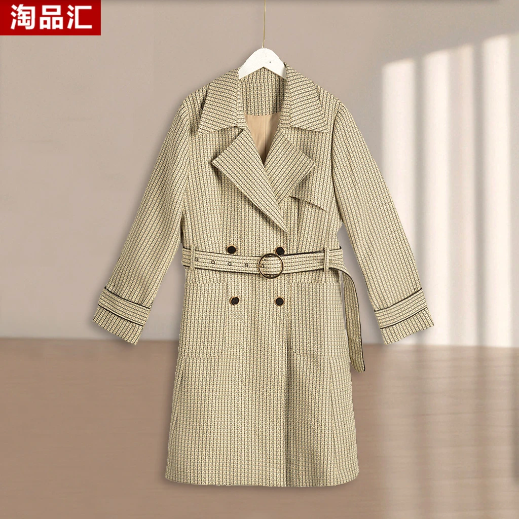 【Y专柜捡漏】中高端时尚女装DQB-风衣3321-杏黑色正码