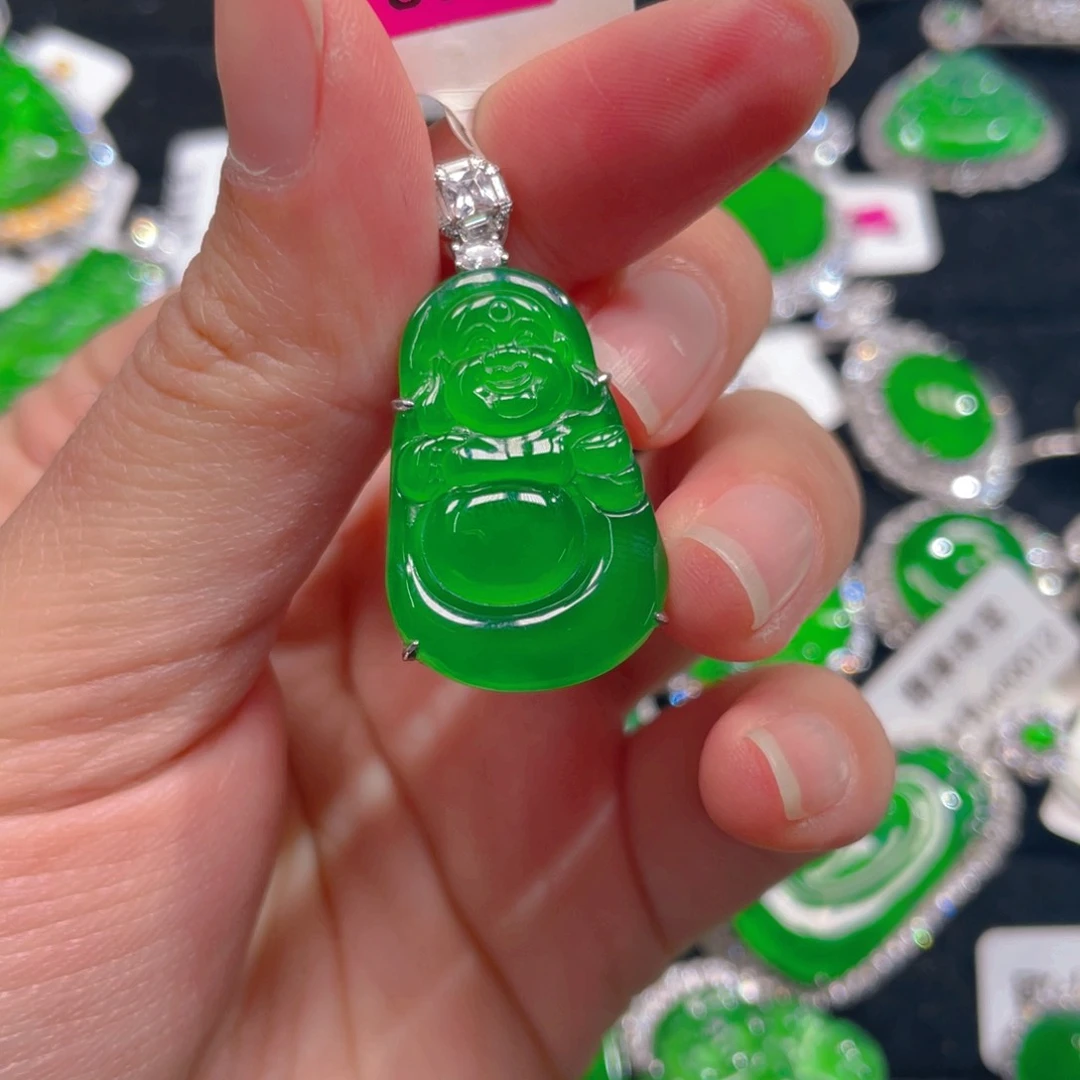 翡翠颈饰未镶嵌保a保真天然翡翠