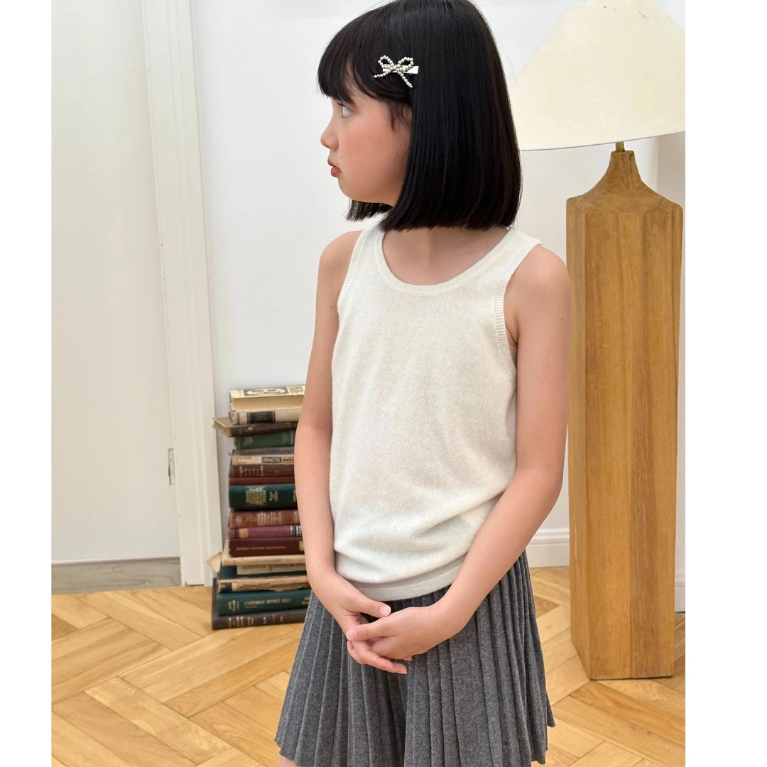 宽松型男女童羊绒常规休闲风背心T25122