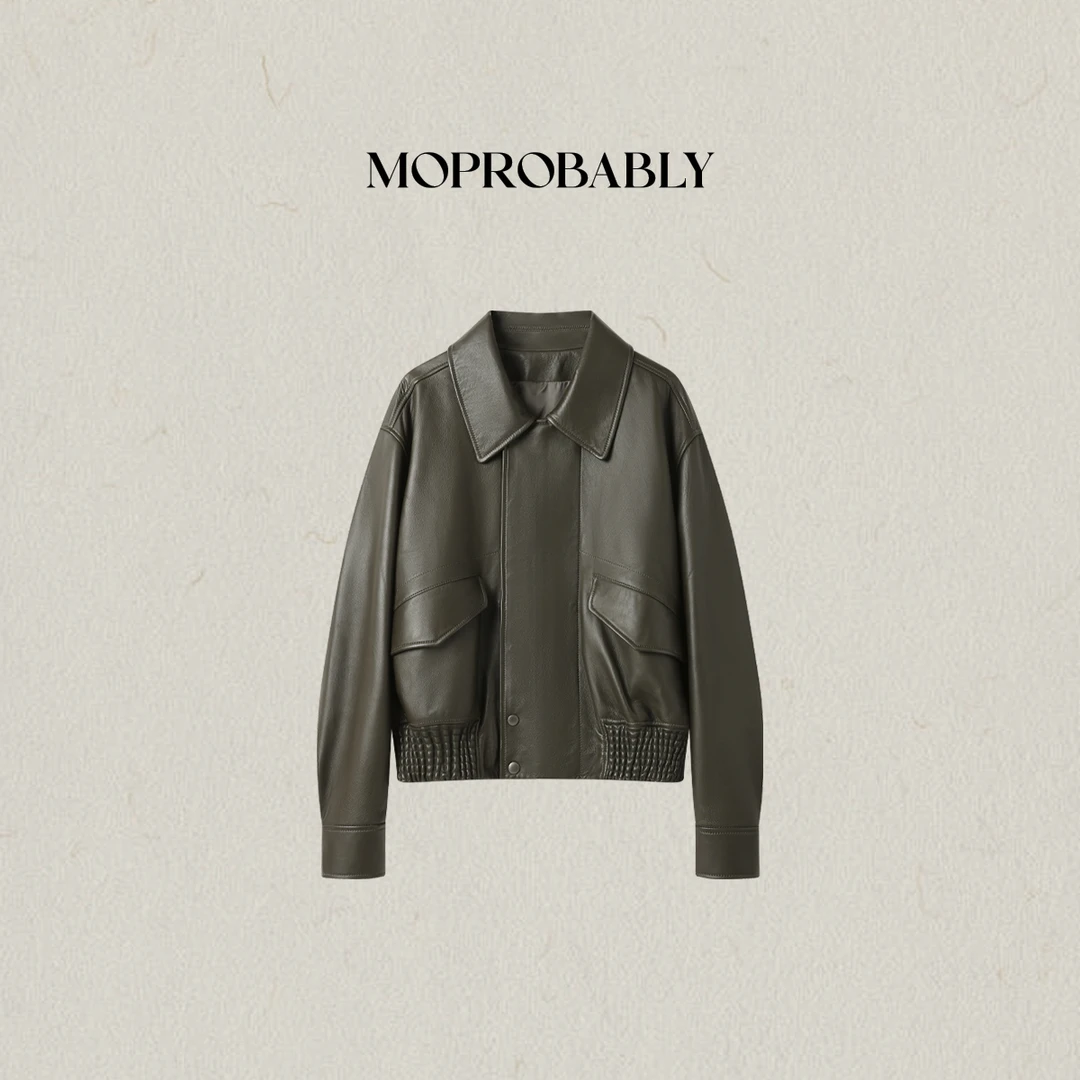 Moprobably李予诺「蘑菇褐」"羊皮"复古高级皮衣外套B5382005