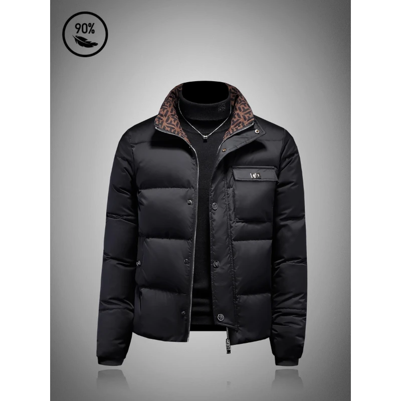 羽绒服男款欧洲站新款流行轻奢冬季加厚潮流立领短款防风保暖外套