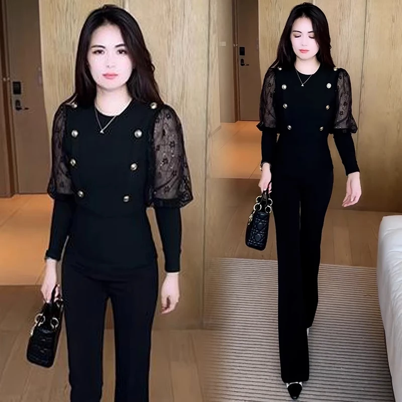 时尚长袖T恤女2025秋季新款洋气修身显瘦小个子网纱亮片打底衫潮