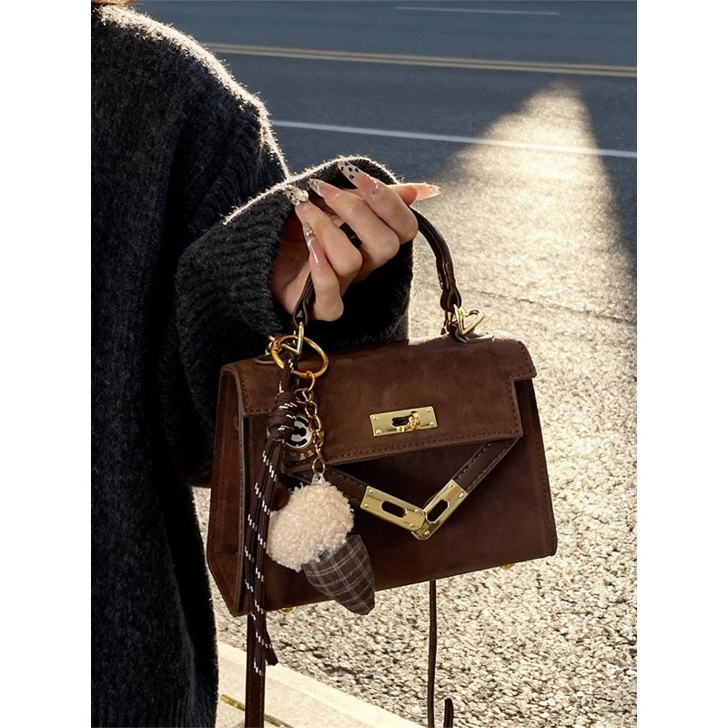 秋冬时尚手提包包女2025新款复古洋气感铂金凯莉包通勤文艺单肩包
