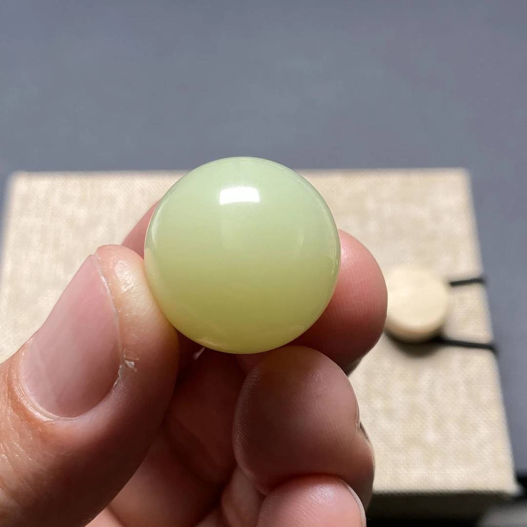 和田玉黄口20mm 细度好油性棒 特价珠 有水线 单珠散珠配珠直播