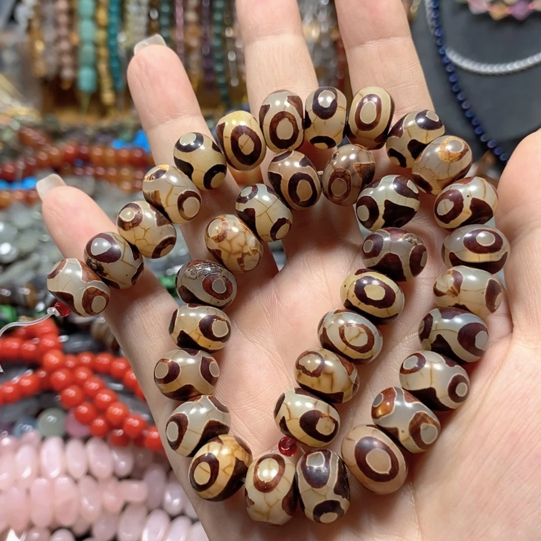 玛瑙/玉髓合金珠宝半成品天珠算盘一条卡14mm