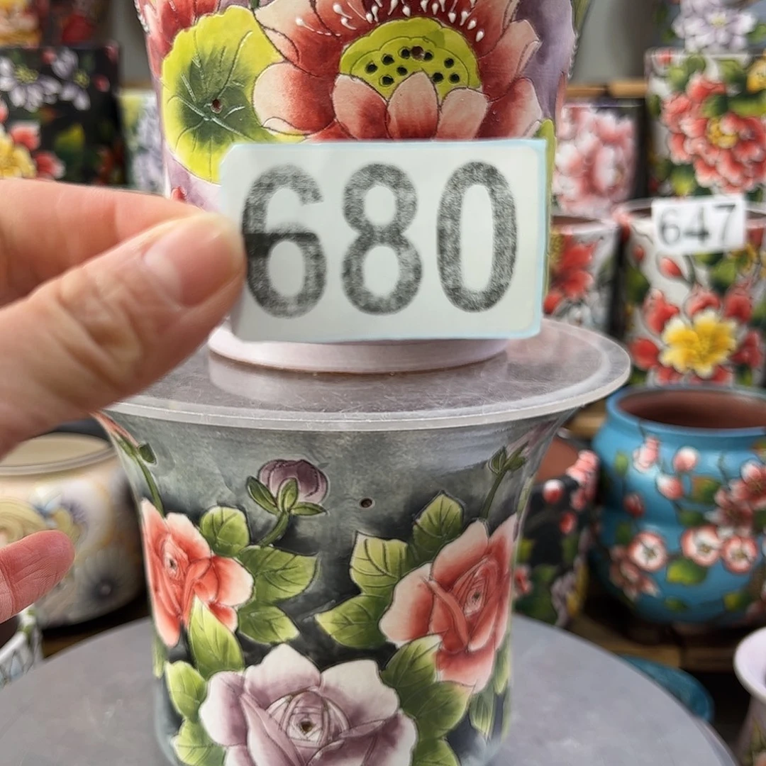 景德镇陶瓷花盆蓝*灵景德镇陶瓷花盆