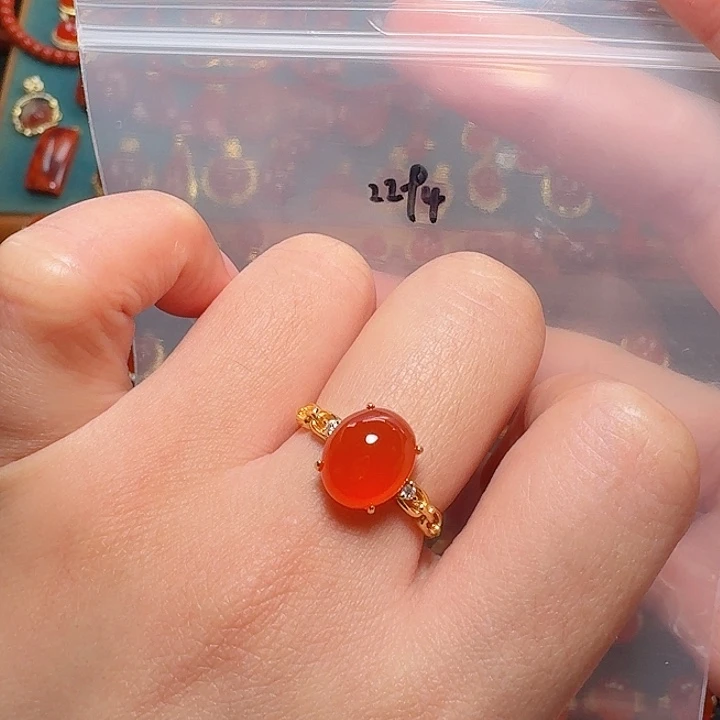 南红玛瑙银S925镶嵌吊坠