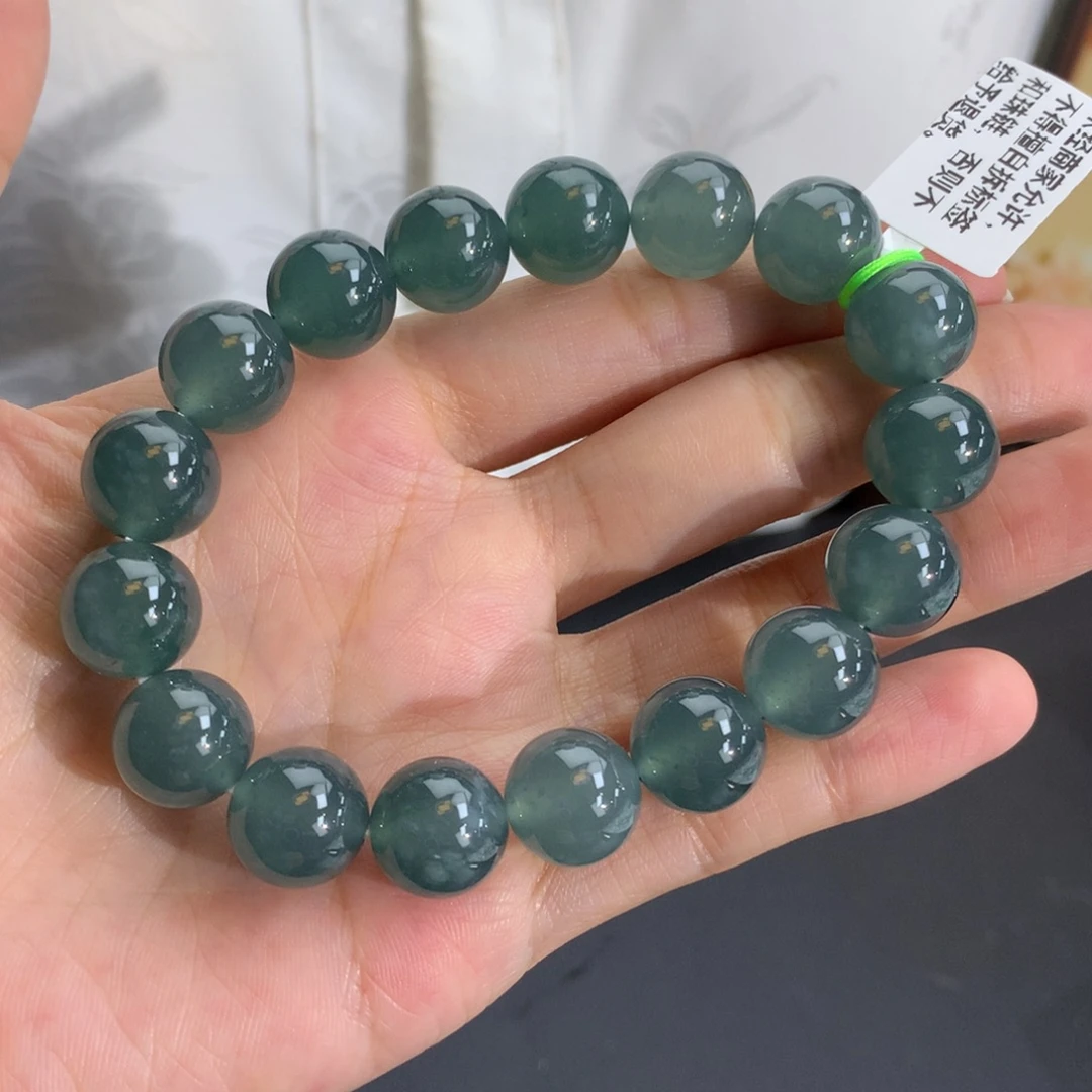 翡翠未镶嵌手串卡11.8冰胶蓝手串（危地马拉）