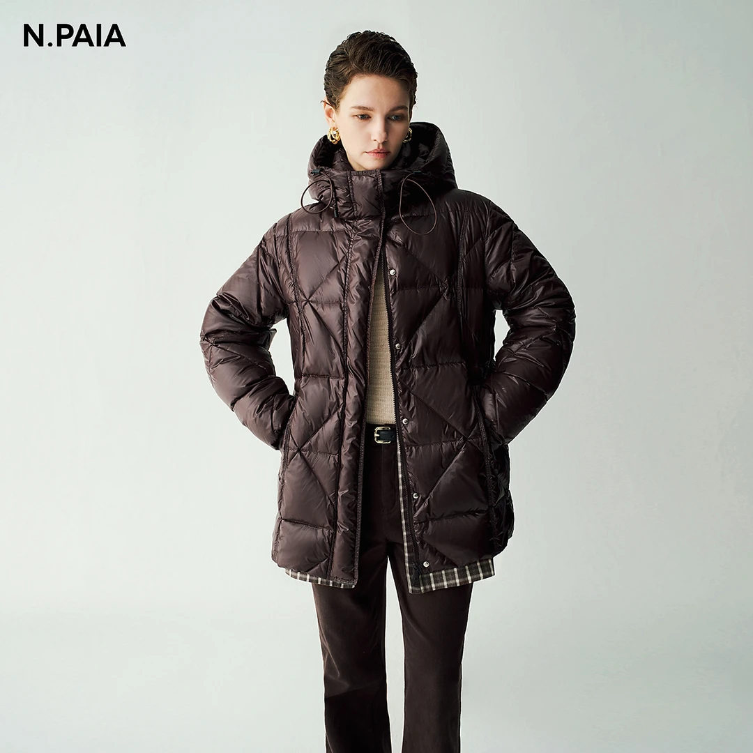 恩派雅松花江白鸭绒防风针织袖口羽绒服女XNJIAY907A