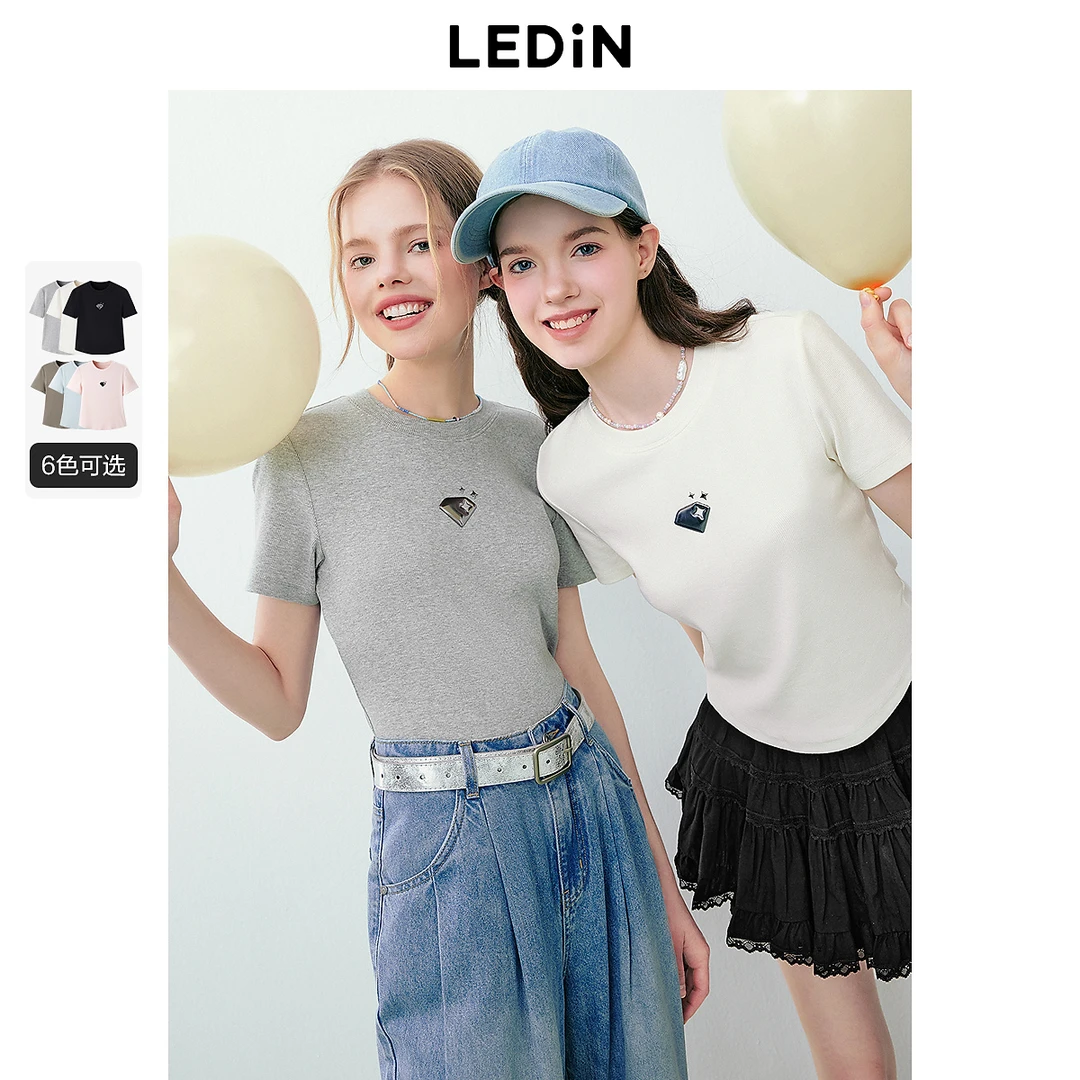 乐町基础修身图案T恤1976