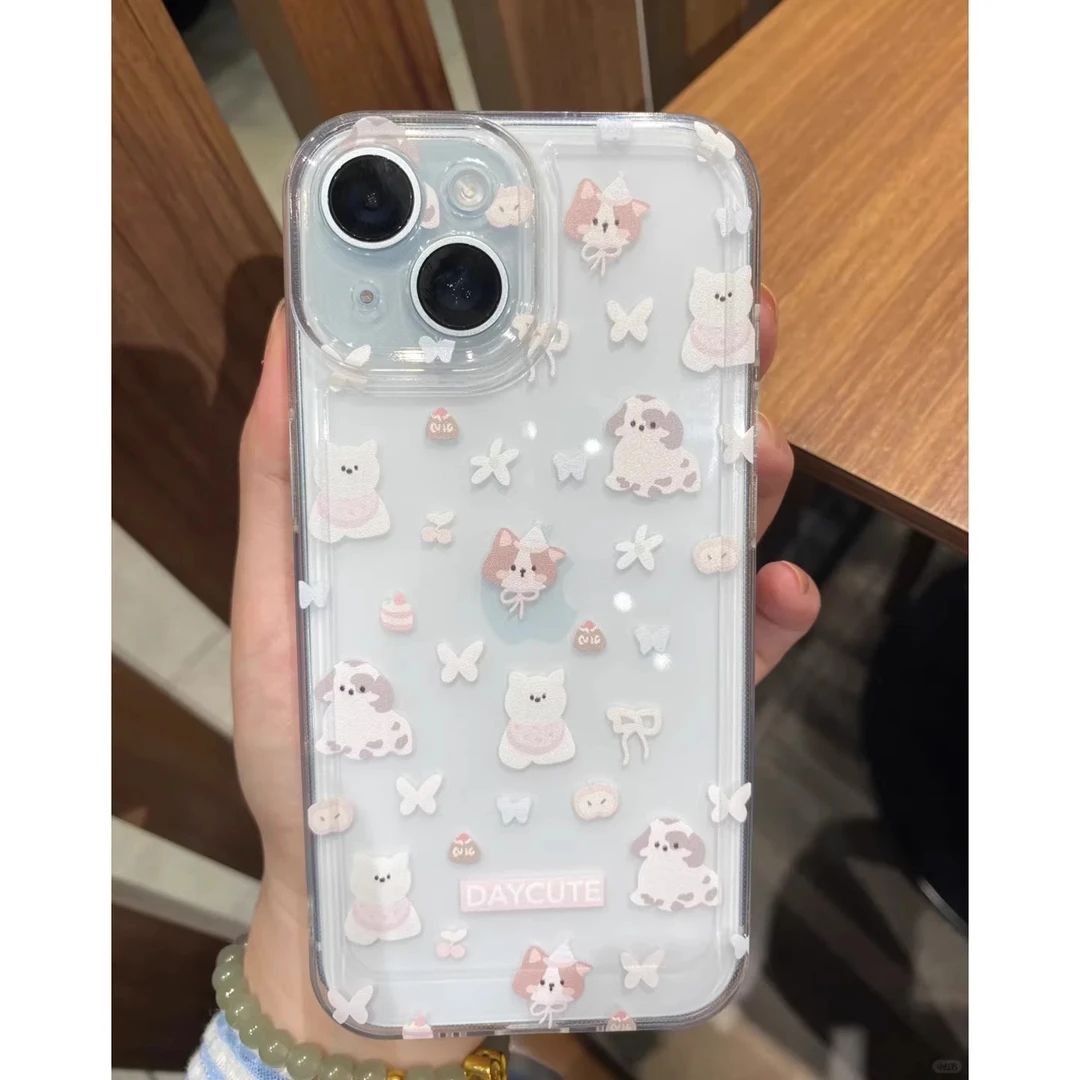 春日小狗适用苹果16PROMAX手机壳iPhone14全包13小众12卡通11新款