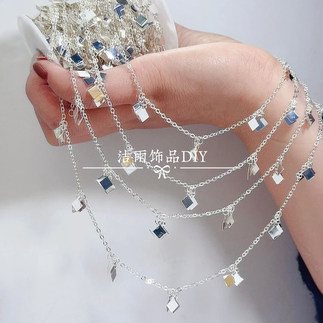 (洁雨饰品DIY) L00344 简约菱形片片纯铜链条DIY