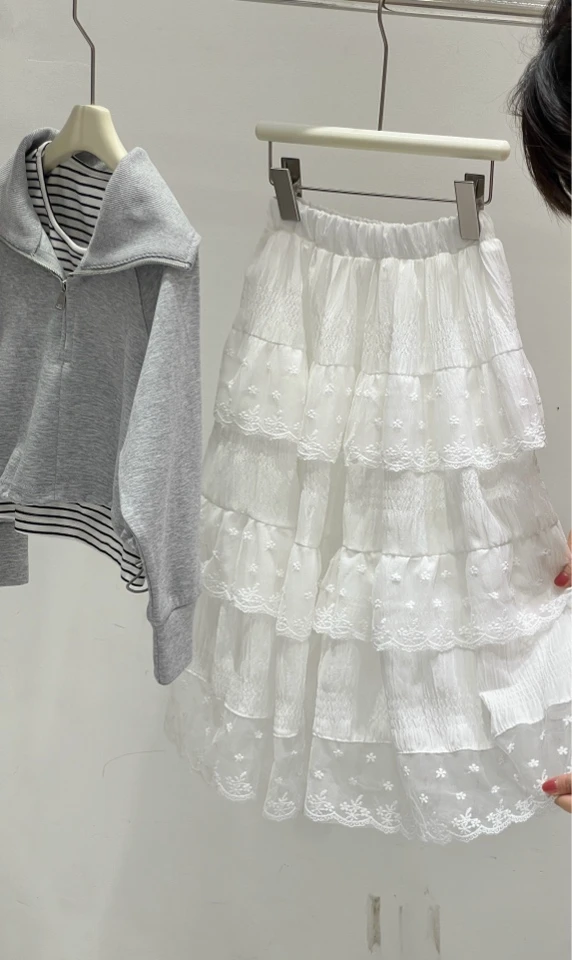 2025女童春款百搭蕾丝花边蛋糕裙